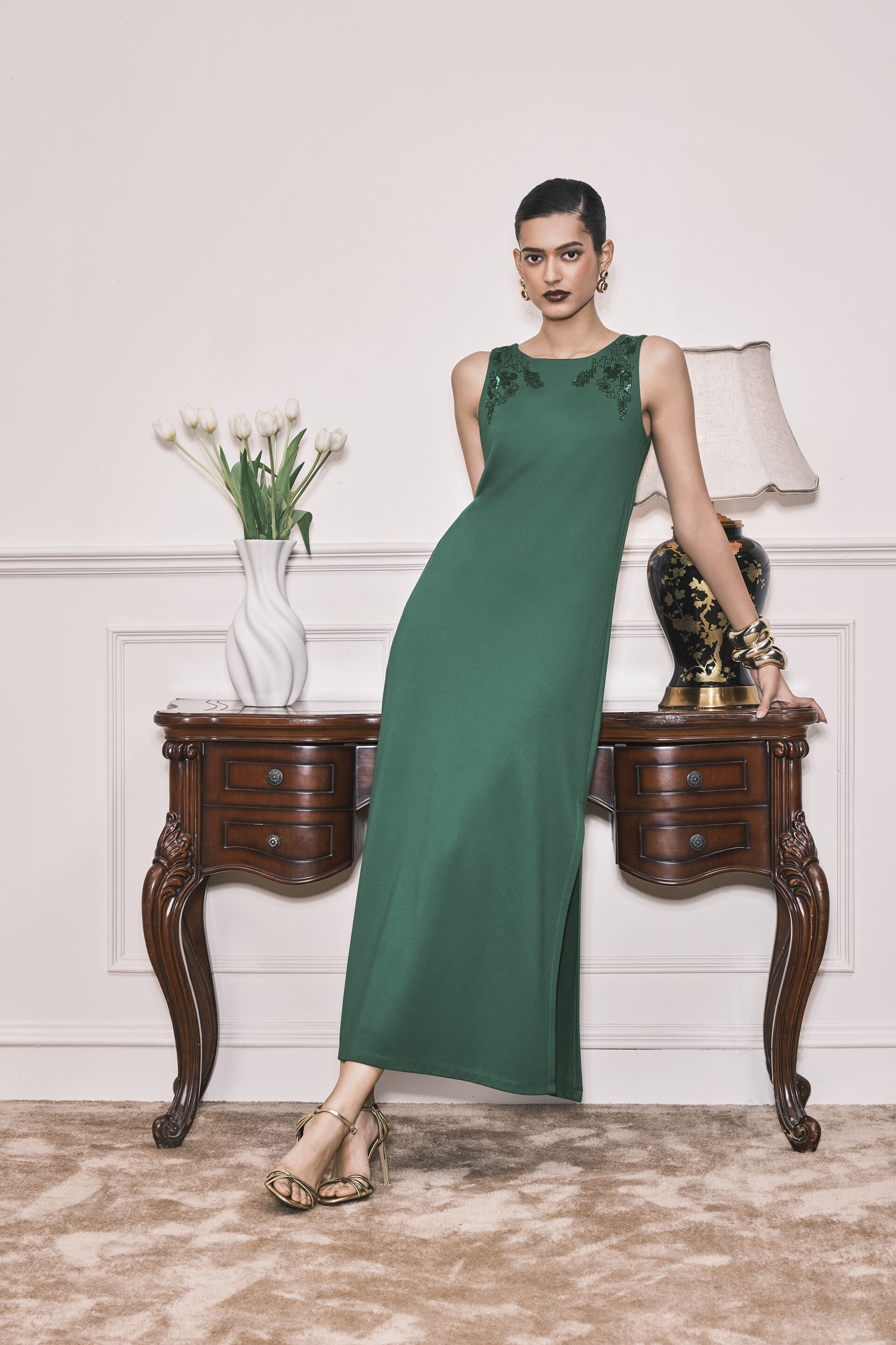 Glam N Glow Dress, Green, image 1